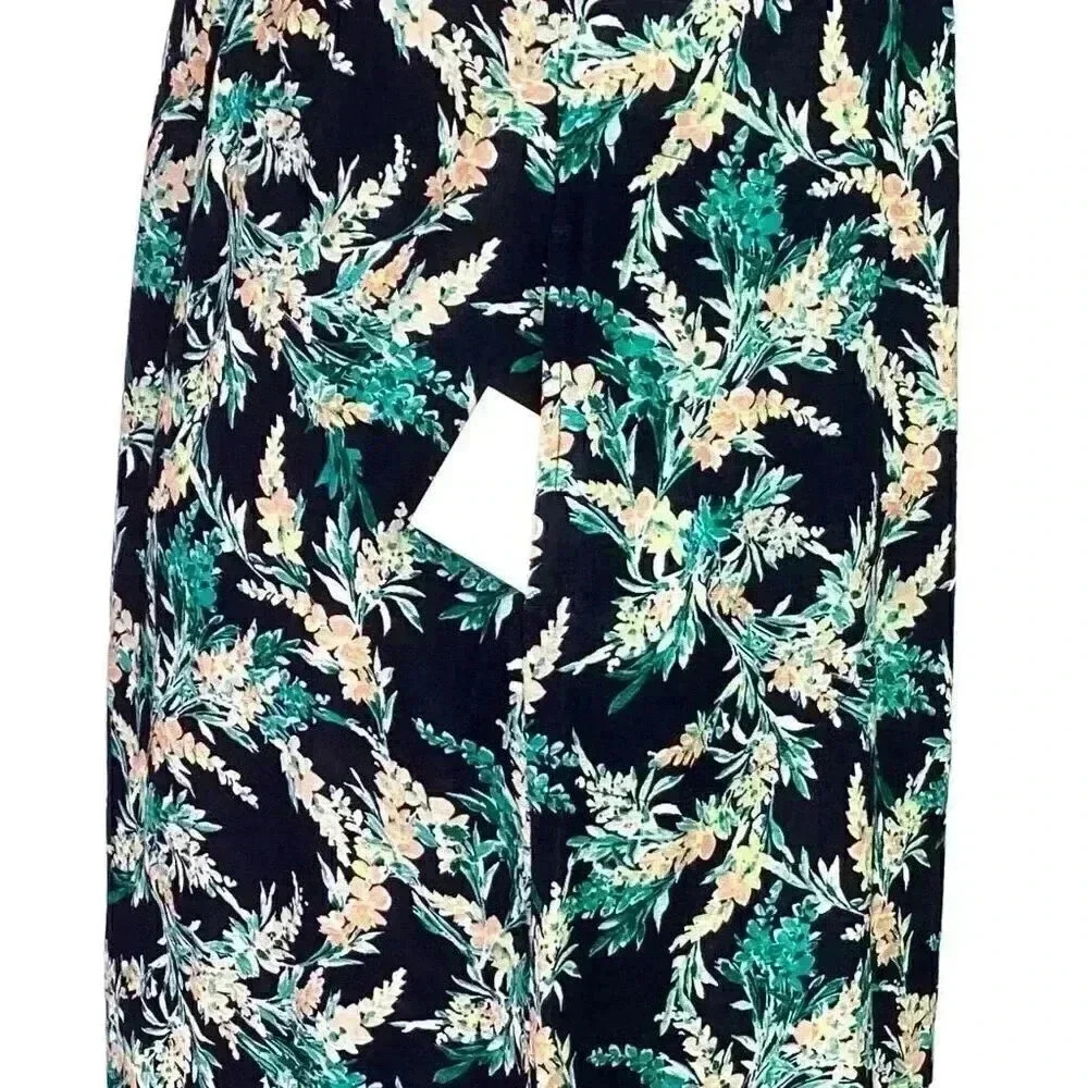 J. Jill Dress Womens S Blue Green Floral Cotton Puff Sleeve Pockets Midi - Picture 7 of 11